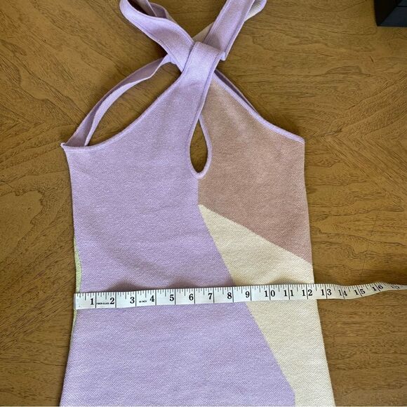 Lavender and Mint Colorblock Retro Knit Midi Halter Dress Size 0 NWT - Picture 7 of 11
